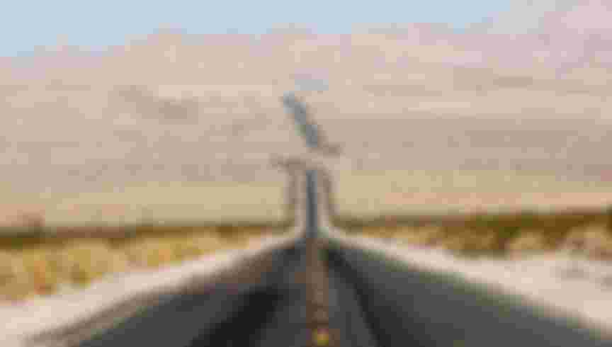A desert highway between Las Vegas and Palm Springs.