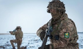 British Army soldiers head out on patrol during exercise Steadfast Dart 25 in Romania