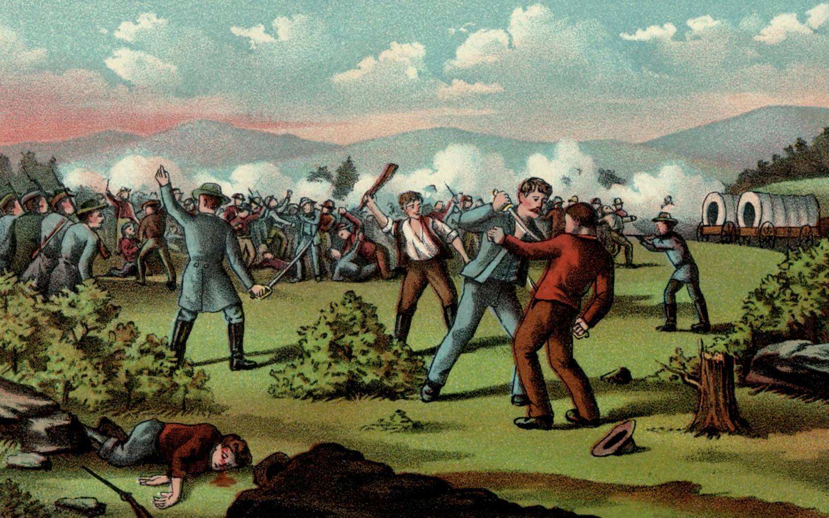 The charge of the Danites during the 1838 Mormon War.