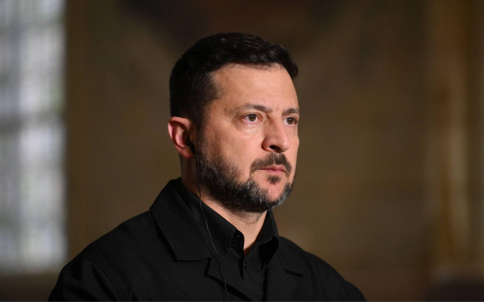 Ukraine's President Volodymyr Zelensky pictured at a press conference during meeting of Coalition of the Willing' leaders at the Hotel des Invalides in Paris, France on July 13 2026