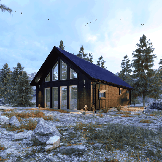 Massive floor to ceiling glass cabin style residence