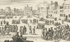 A print depicting Christian prisoners sold at a slave market in Algiers.
