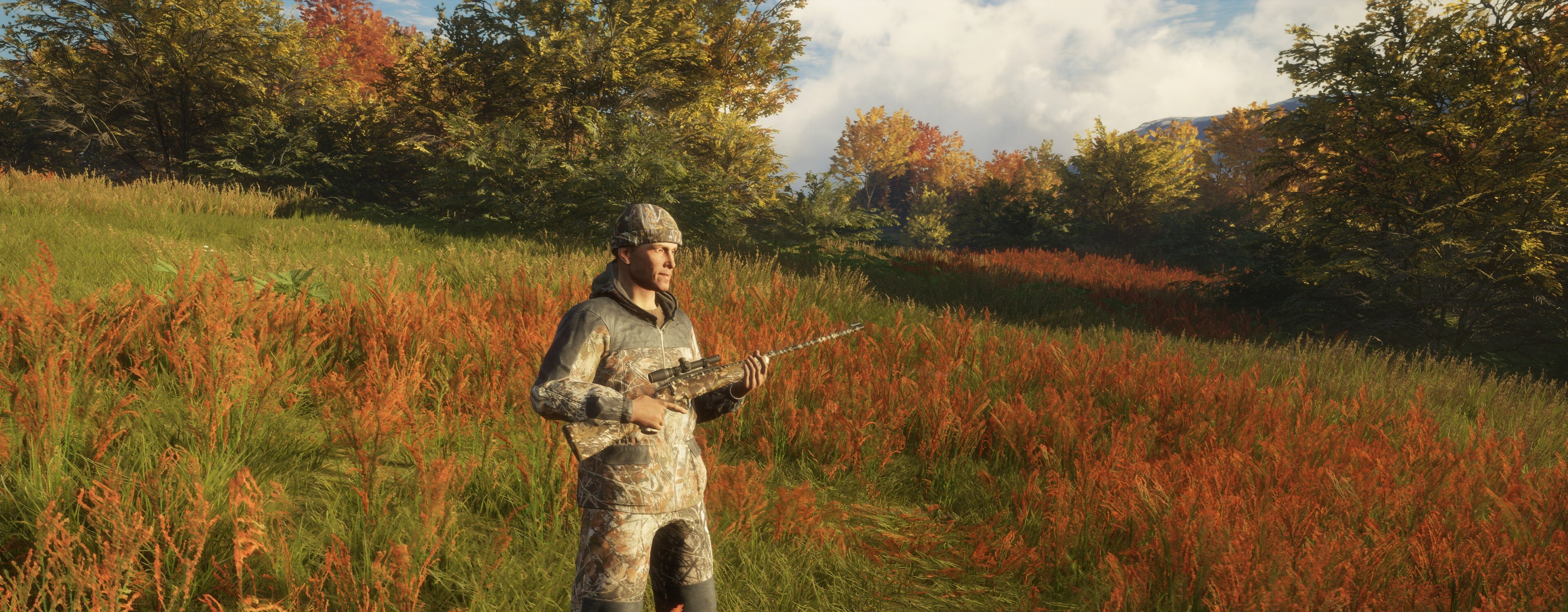 Third-person screenshot of a player character using a selection of Cosmetics from the Hirschfelden Cosmetic Pack, available on all platforms.