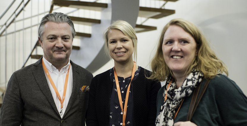 Anna Nuuti Sörenson, Icehotel, med Maria Winsnes Grönlund från Grand Hotel Lund och Fredrik Önrup, Pingvinen.  Foto: Erik Ardelius
