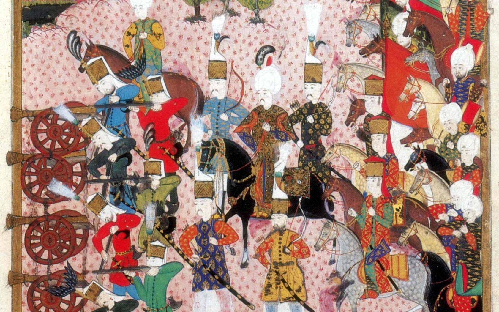 Ottoman manuscript showing the Ottoman army under the command of Suleiman the Magnificent at the Battle of Mohács (1526).