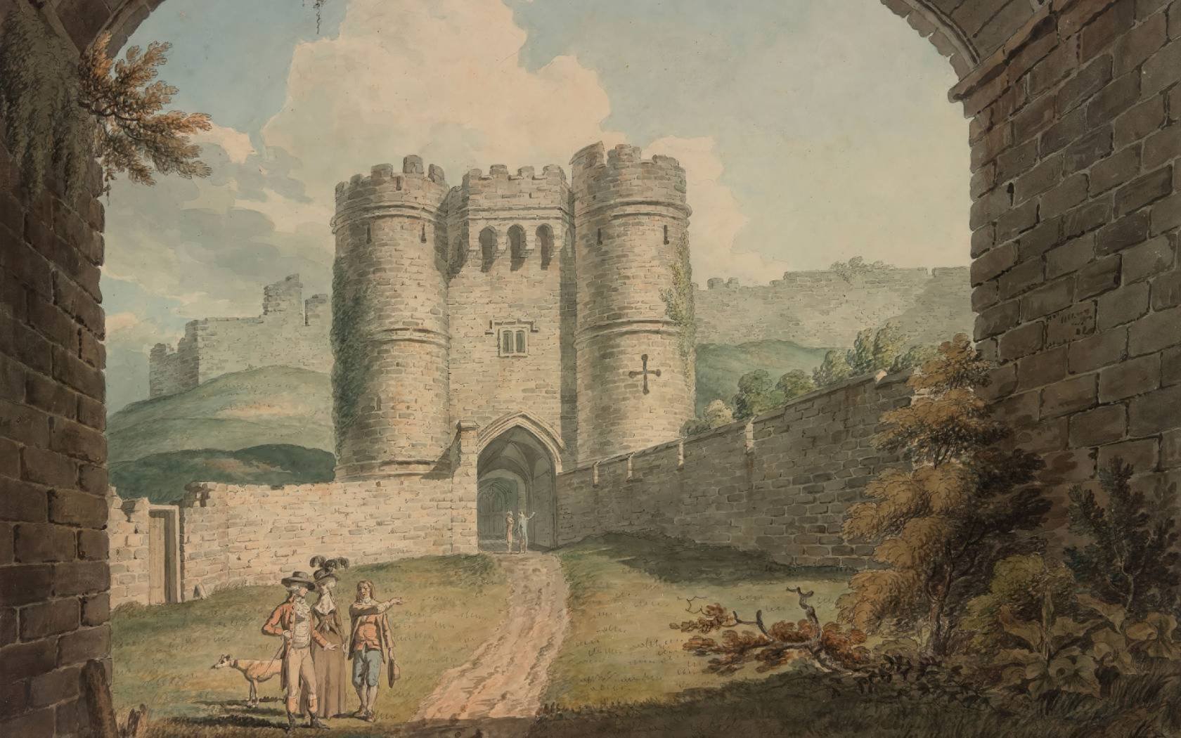 Edward Dayes, Carisbrooke Castle, Isle of Wight, 1788, watercolor and ink over pencil on paper.