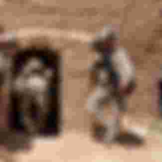 U.S. Marines search a compound in Afghanistan.