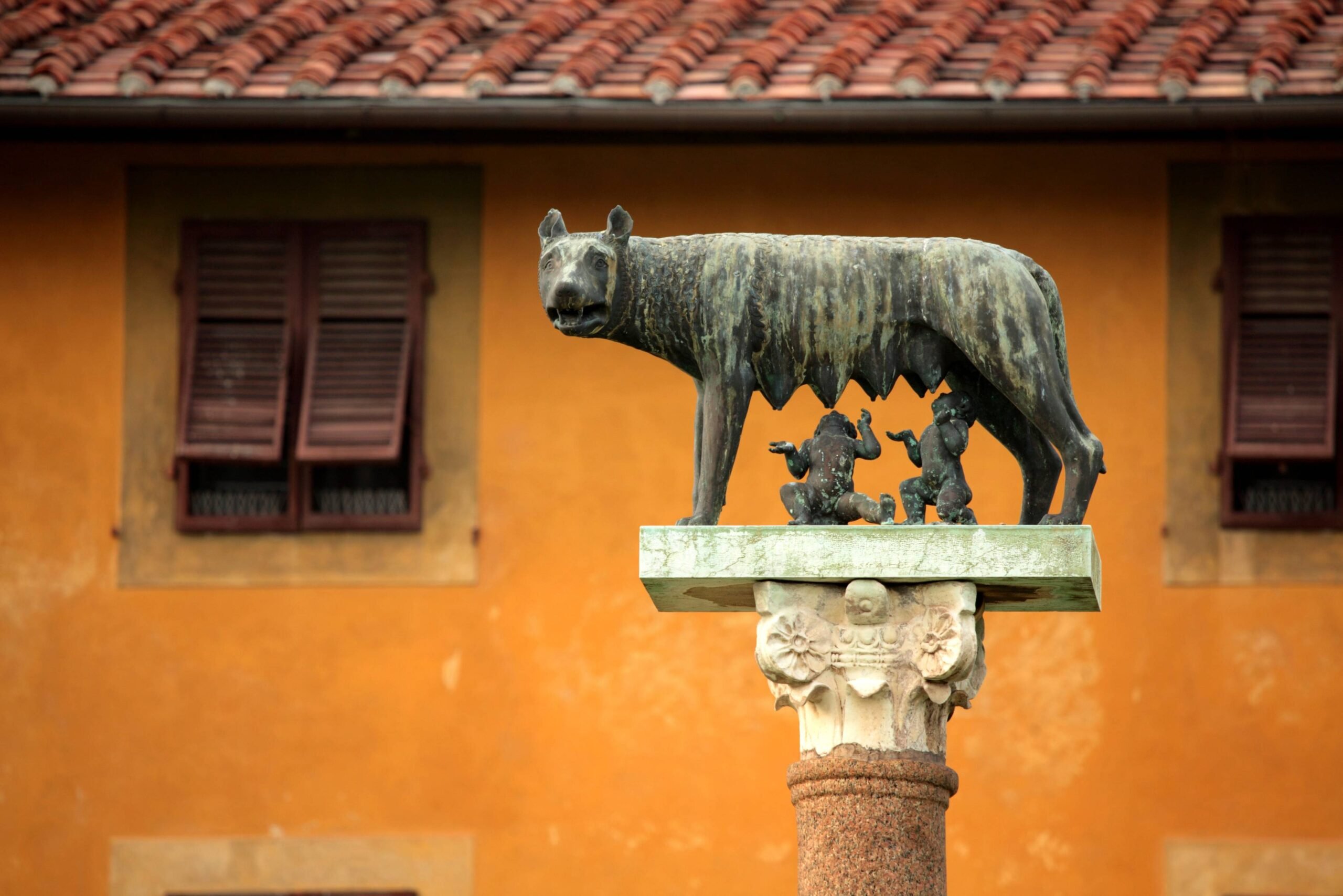 Statue showing the mythological origins of Roman society.