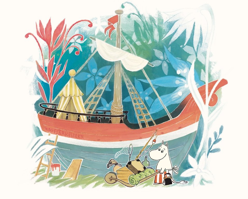Illustration ur <em>Mumintrollen och havsorkestern</em>