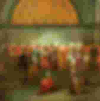 Dutch envoy Cornelis Calkoen received by the Ottoman grand vizier.