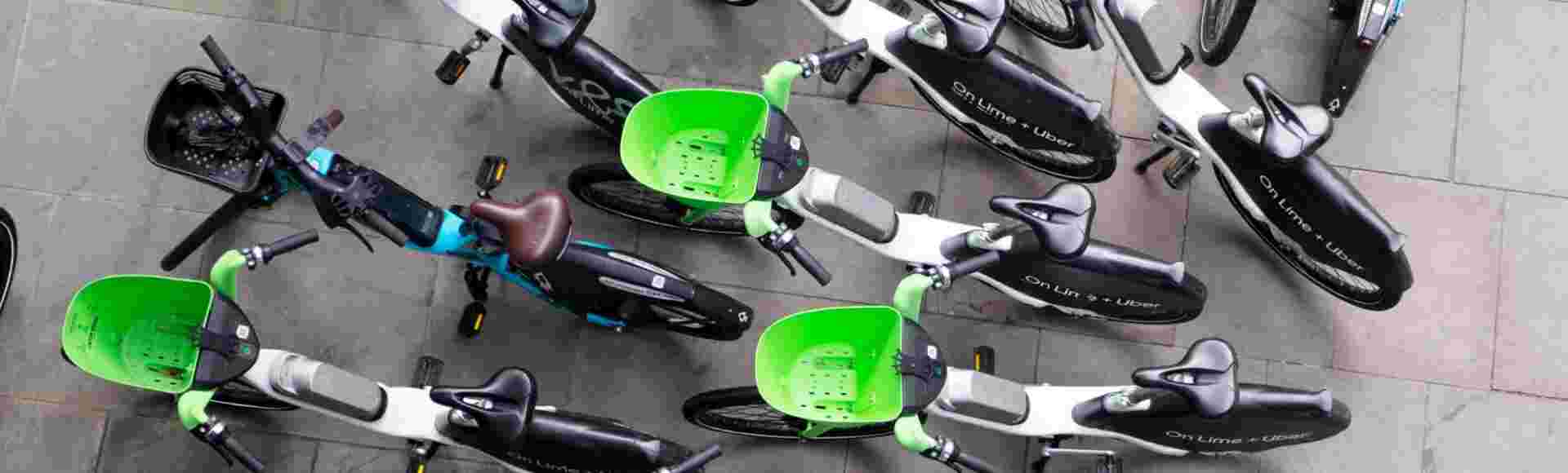 Lime bikes in London.