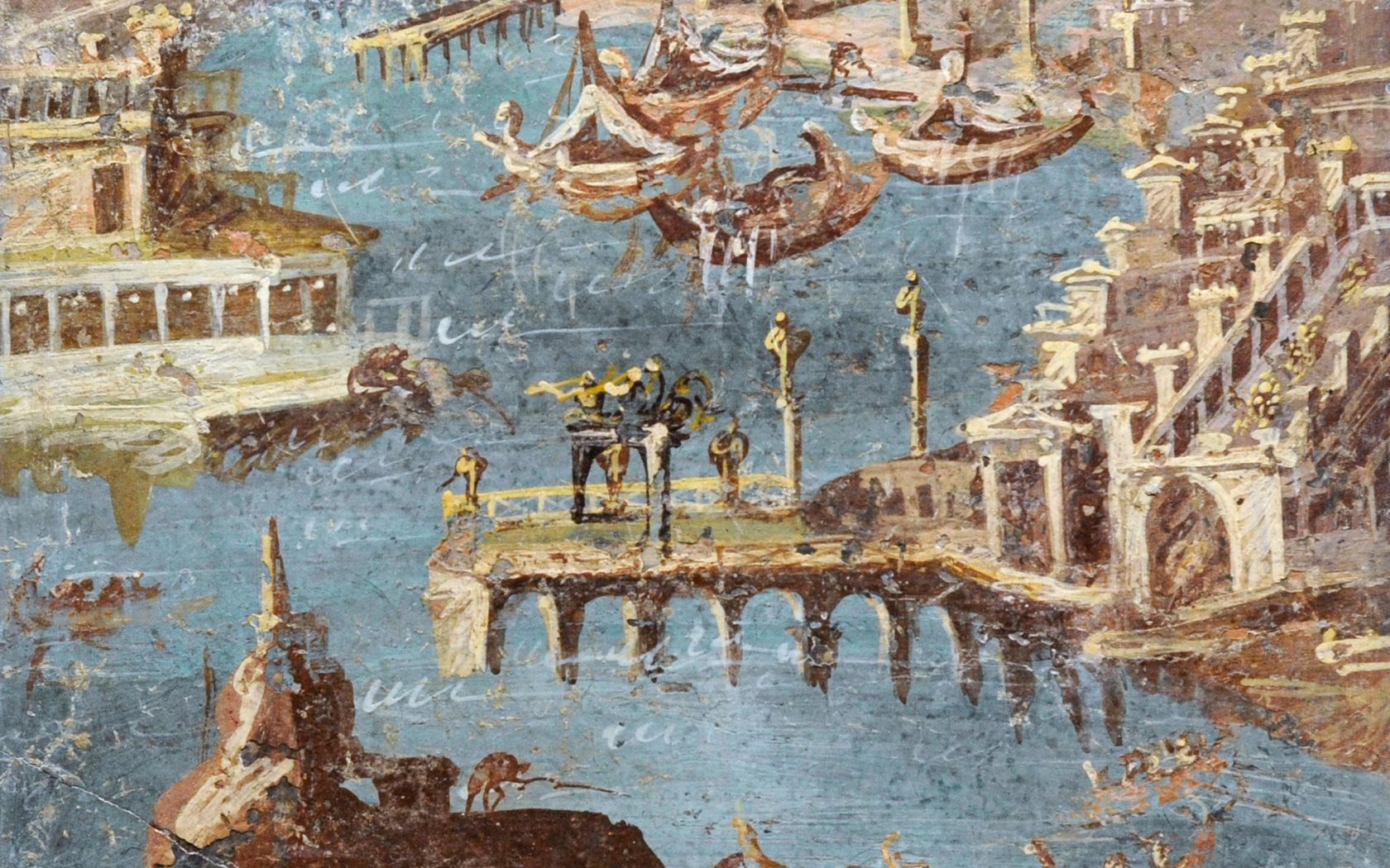 Roman fresco depicting a panorama of a port.