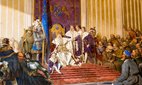 Scene from a fresco in Uppsala Cathedral depicting Gustav I Vasa, King of Sweden (r. 1523-1560).