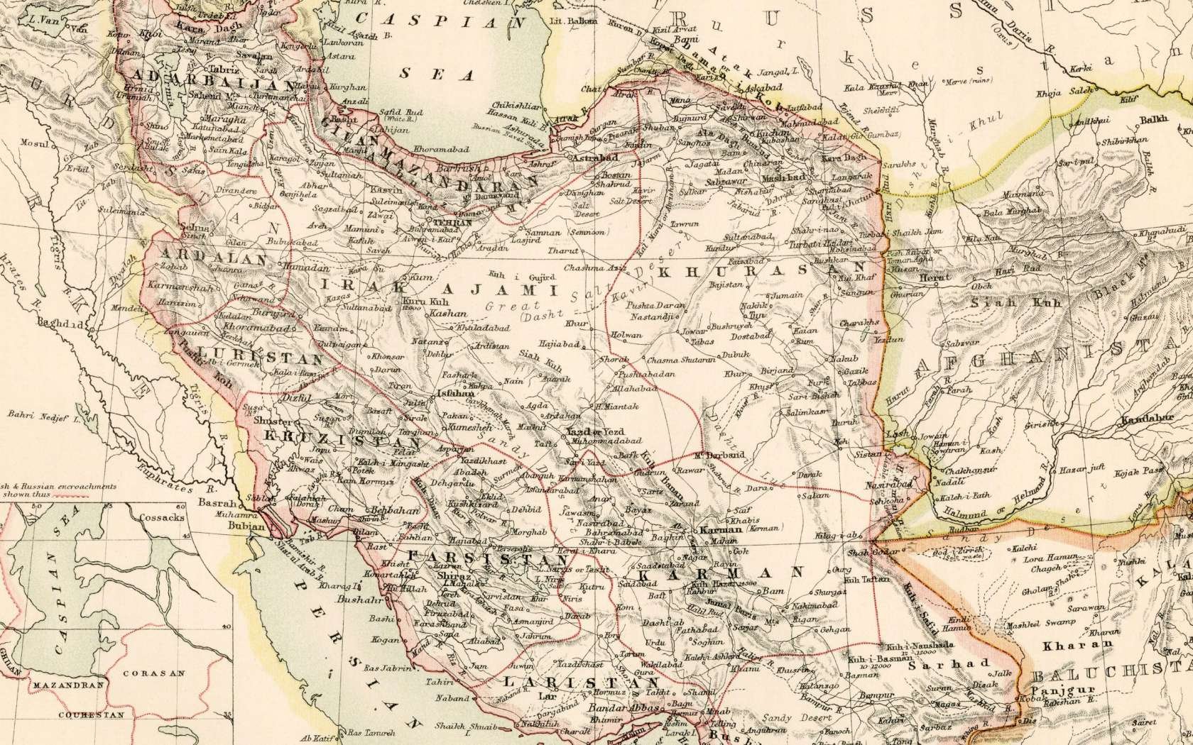 Nineteenth century map of Iran.