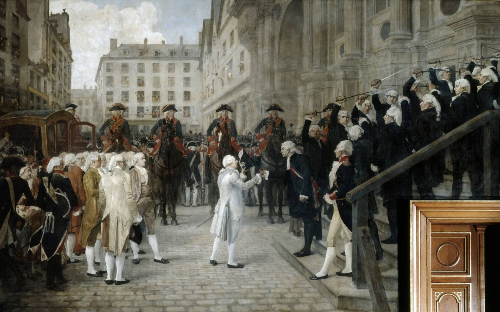 Louis XVI received by Jean Bailly, Mayor of Paris, after the fall of the Bastille, July 1789.