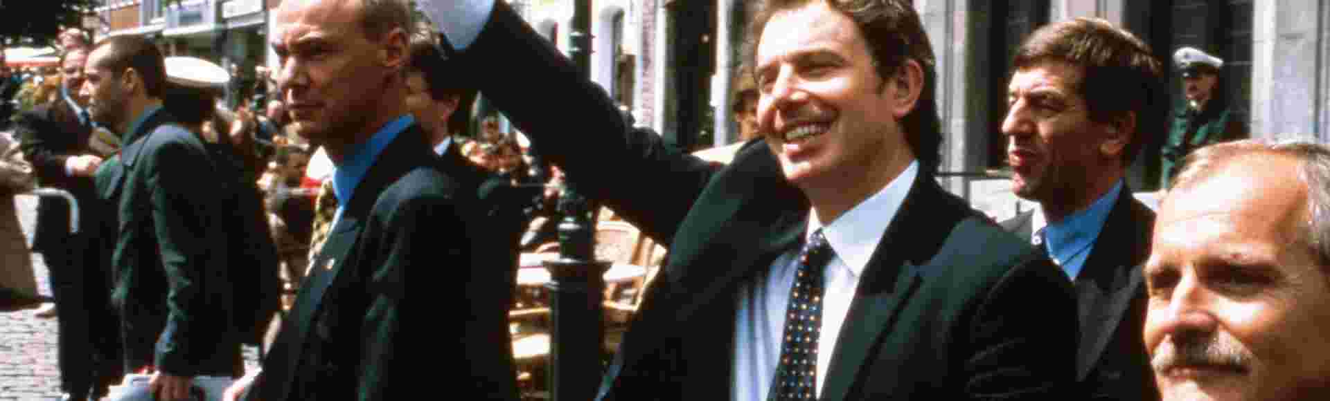 Tony Blair in Germany after receiving the Aachen Peace Prize, 1999.