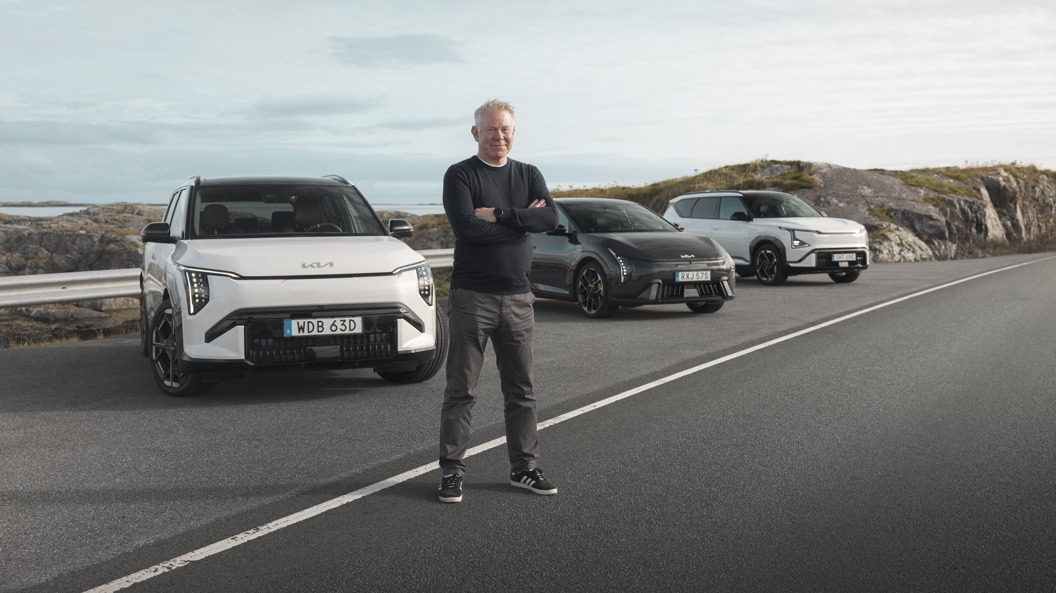 Johan Stenvall kör Kia EV3, Kia EV4 och Kia EV5 GT i Norge