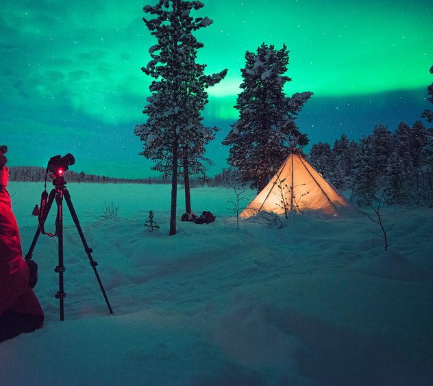 Norrskensfoto med Scandinavian Photoadventures i Kiruna