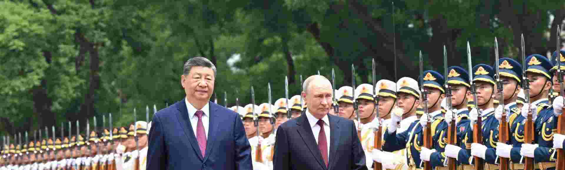 Chinese President Xi Jinping holds a welcome ceremony for Russian President Vladimir Putin.