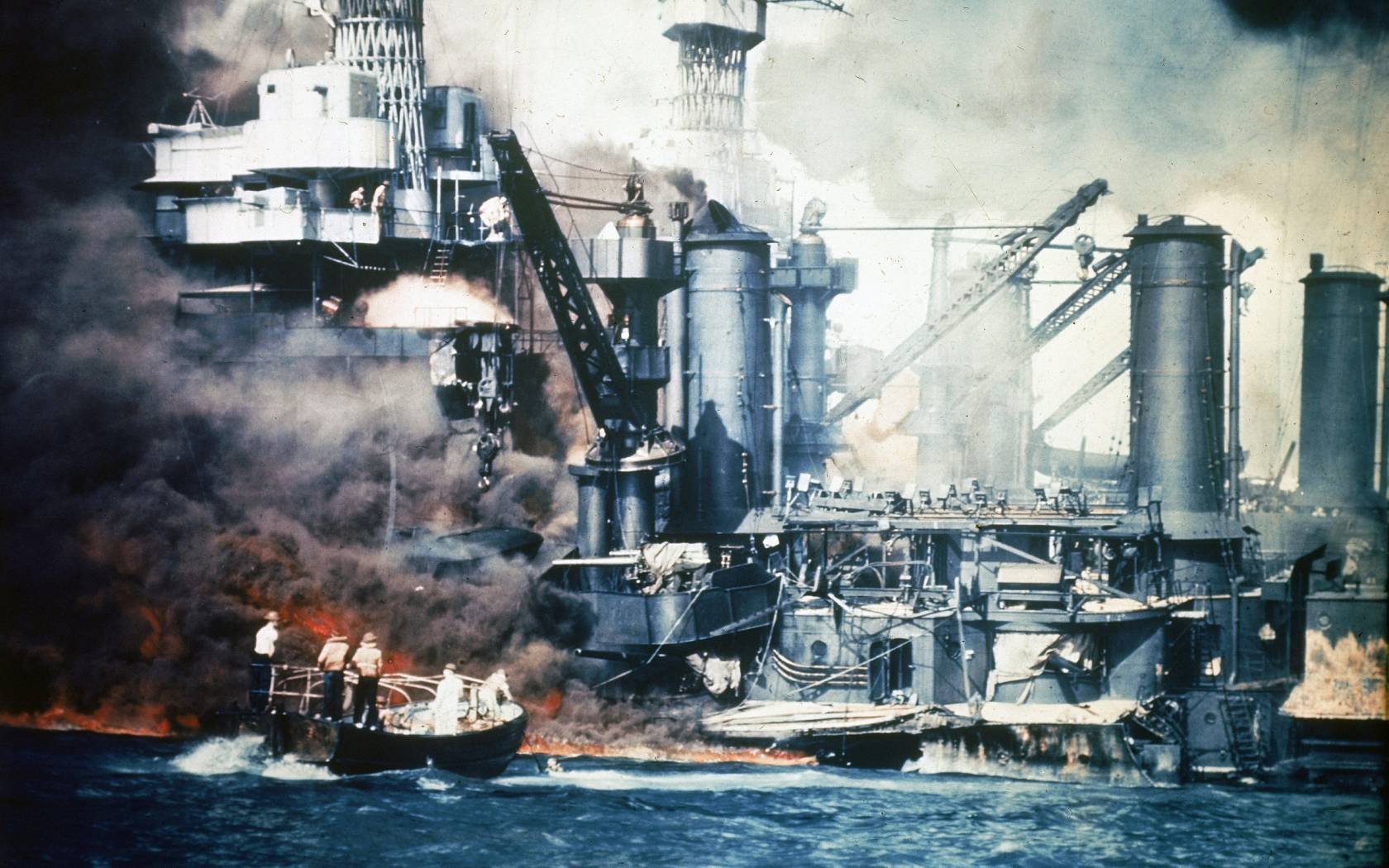 Japanese attack on the US Naval base at Pearl Harbour, 1941.