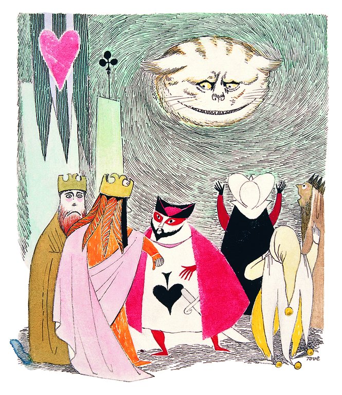 Illustration av Tove Jansson ur Alice i underlandet