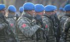 Turkish troops take part in the Romanian National Day military parade in December 2018.