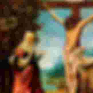 Jesus Christ on the Cross with St. Mary and St John, painted by Albrecht Altdorfer, circa 1512.