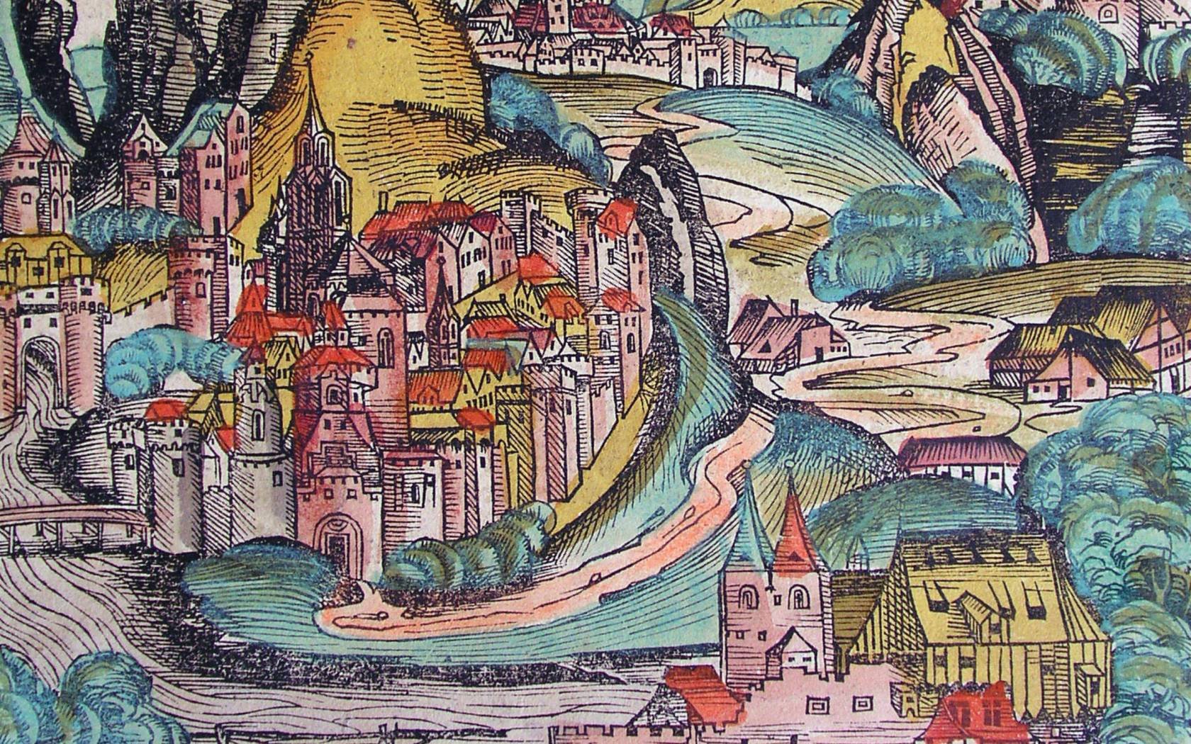 Print of Hungary from the Nuremberg Chronicle.