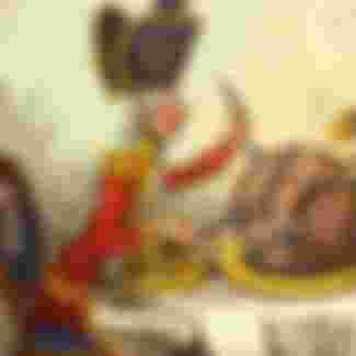 Carving Up The World A satrirical cartoon by James Gillray, showing British Prime Minister William Pitt and the French leader Napoleon Bonaparte, carving up the world between them. Entitled 'The Plumb Pudding in Danger' - pub. 26th February 1805