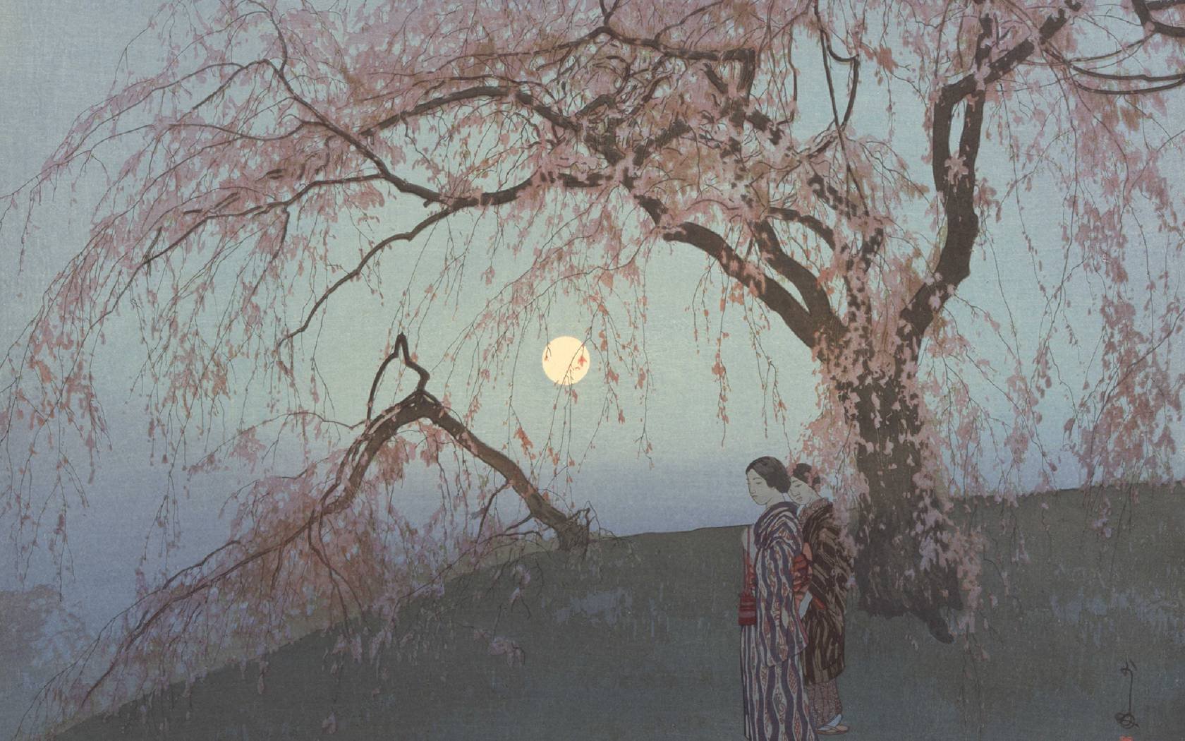 Kumoi Cherry Trees by Yoshida Hiroshi. Credit: Dulwich Picture Gallery