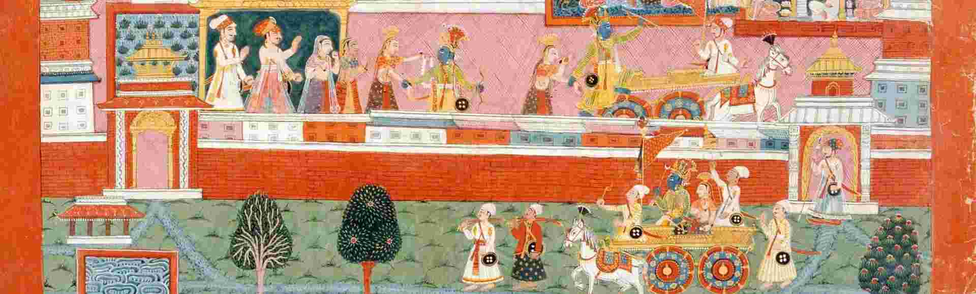 Krishna Abducts Mitravinda, Folio from a Bhagavata Purana. Nepal, 1775-1800.