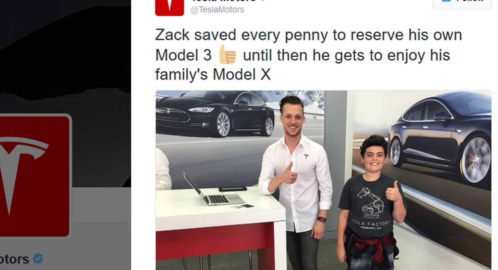Zack slaktade spargrisen för att lägga handpenning på en Tesla Model 3.