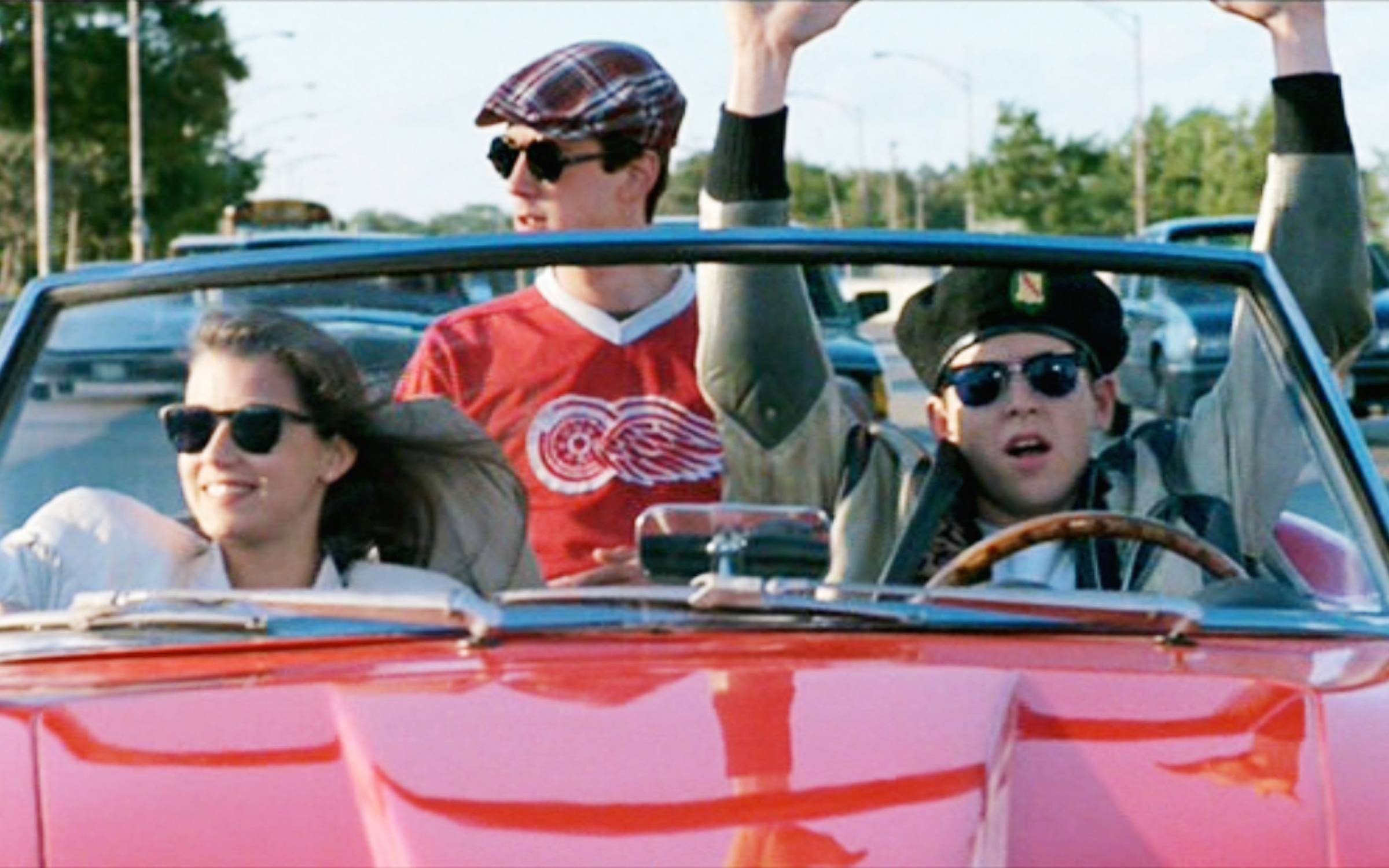 LOS ANGELES - JUNE 11: The movie "Ferris Bueller's Day Off", written and directed by John Hughes. Seen here from left, Mia Sara as Sloane Peterson, Alan Ruck as Cameron Frye and Matthew Broderick as Ferris Bueller. Initial theatrical release June 11, 1986. Screen capture. Paramount Pictures. (Photo by CBS via Getty Images)