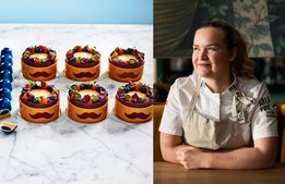Hon hyllar morfar med blå bakverk