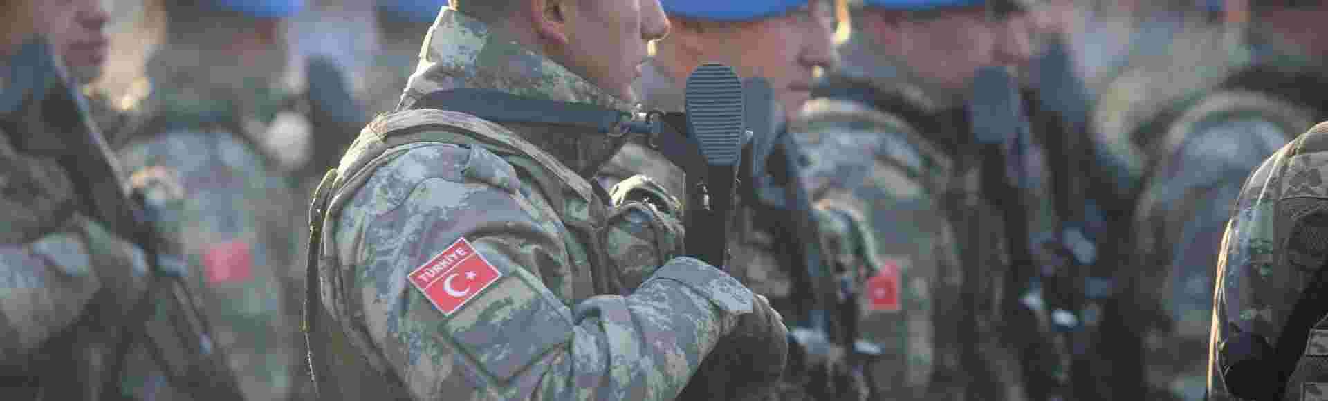Turkish troops take part in the Romanian National Day military parade in December 2018.