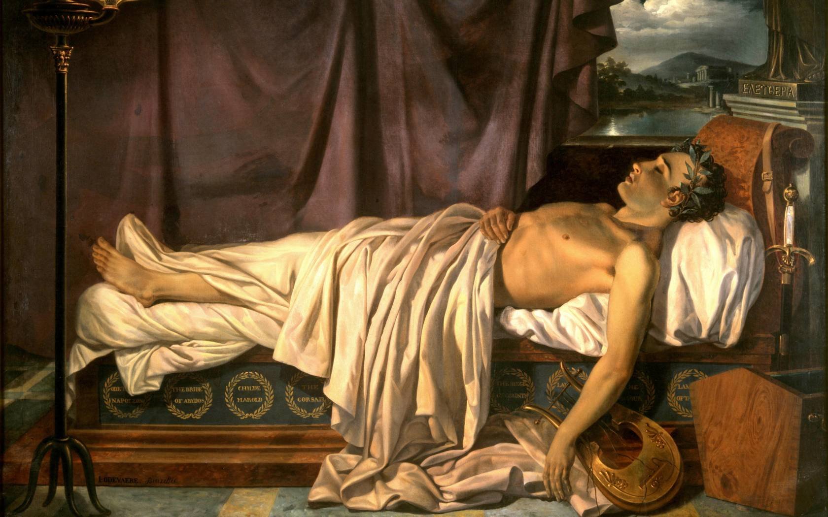 Lord Byron on his deathbed.
