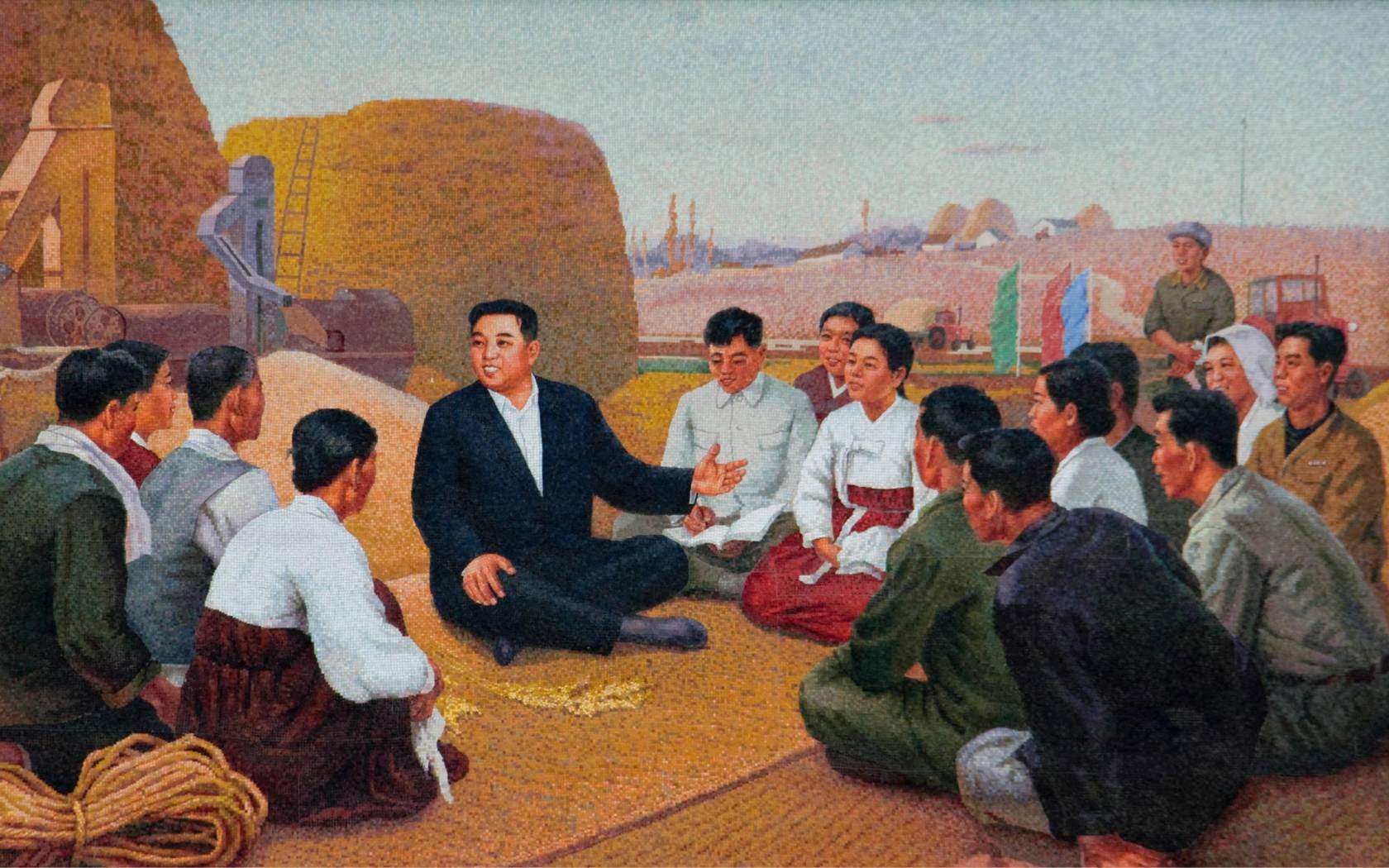 A North Korean propaganda poster depicting the young Kim Il Sung.