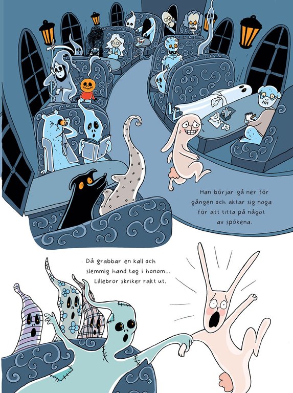 Illustration av Jonna Björnstierna, ur Familjen Kanin och spöktåget