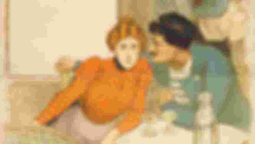 Gervaise and Coupeau at the Assommoir. Roofer Coupeau's language has proved especially challenging to translators. Credit: Artokoloro / Alamy Stock Photo