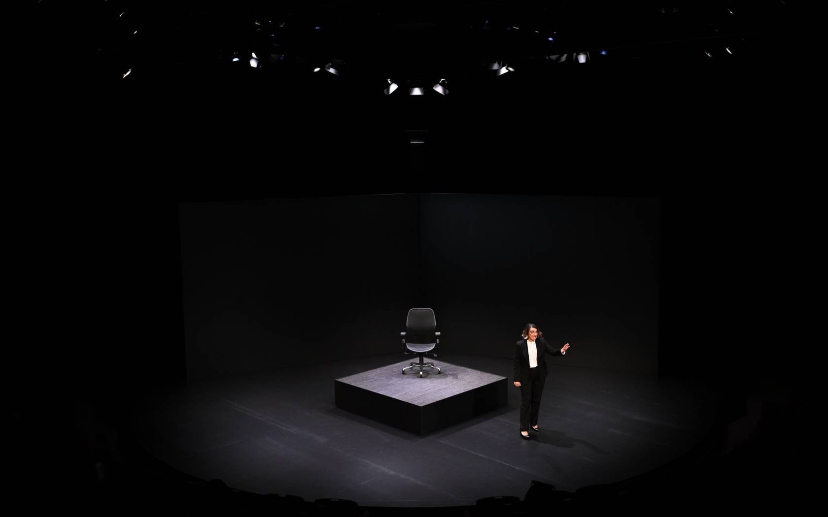 Australian actor Sheridan Harbridge performs during a media preview of the one-woman play, Prima Facie.