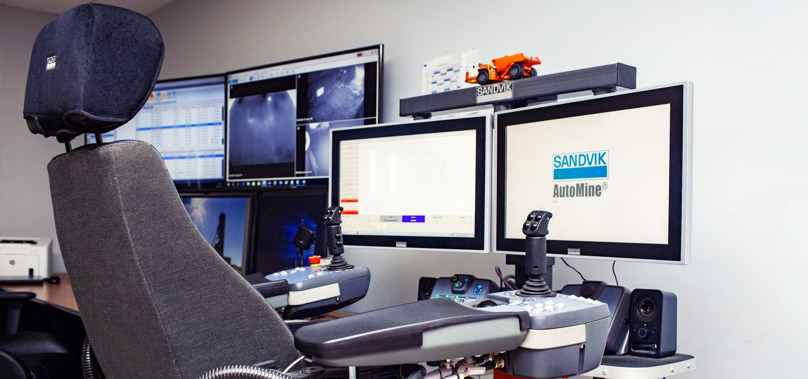 From the comfort of the purpose-built control room, operators can control remotes for loading chutes and rock breakers.