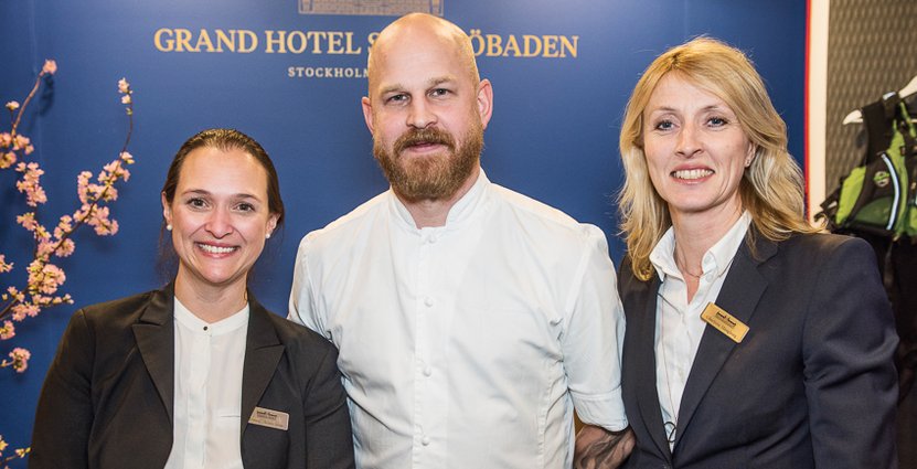 Grand Hotel Saltsjöbadens Lorena Matusevicius, Group & event manager, Fredrik Malmstedt, Food and beverage manager, och Charlotte Mangborg, Operations manager.  