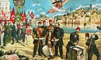 A Greek lithograph depicting the Young Turk Revolution of 1908.