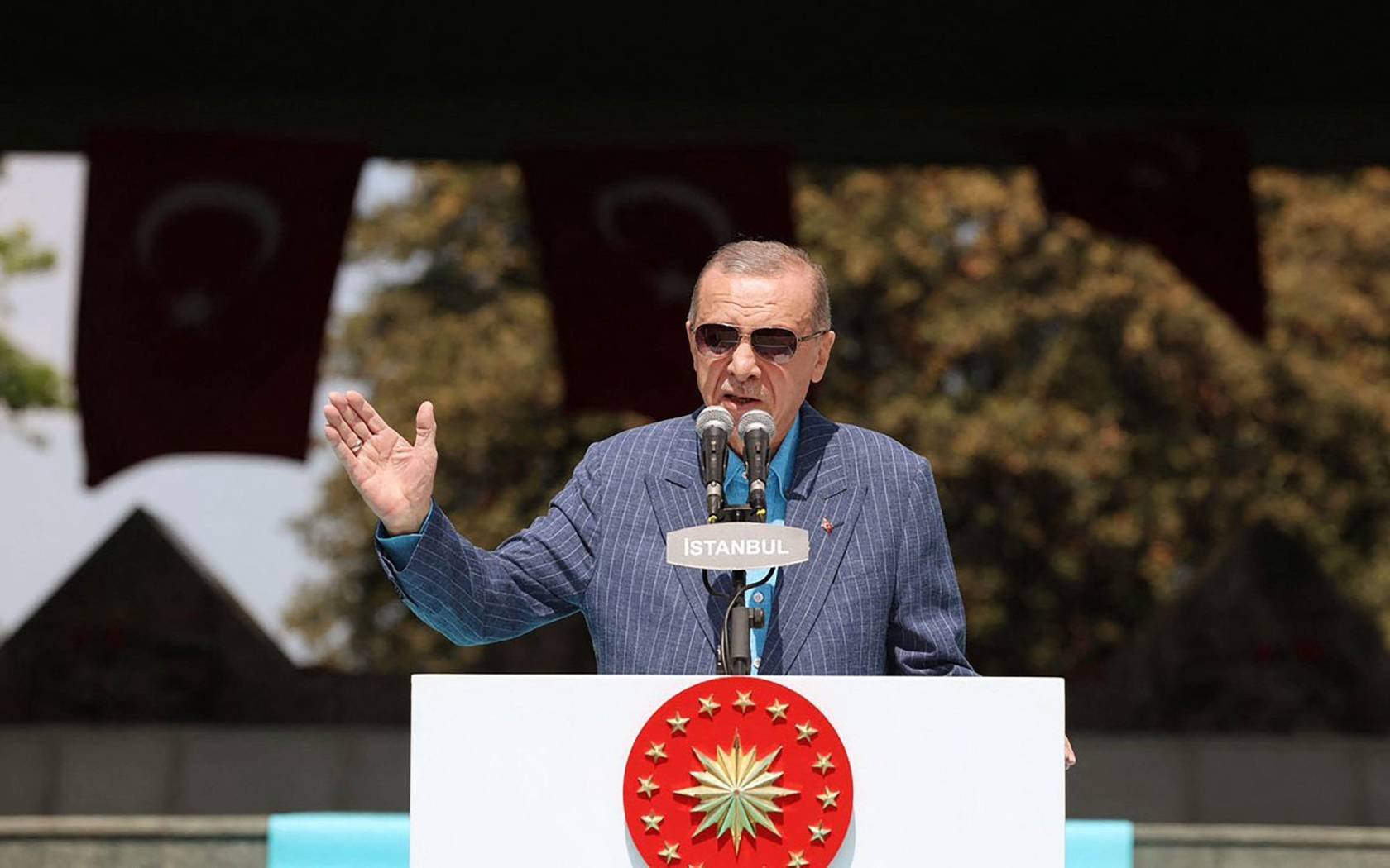 Turkish President Recep Tayyip Erdogan attends commemoration ceremony at Tokpaki Cemetary.