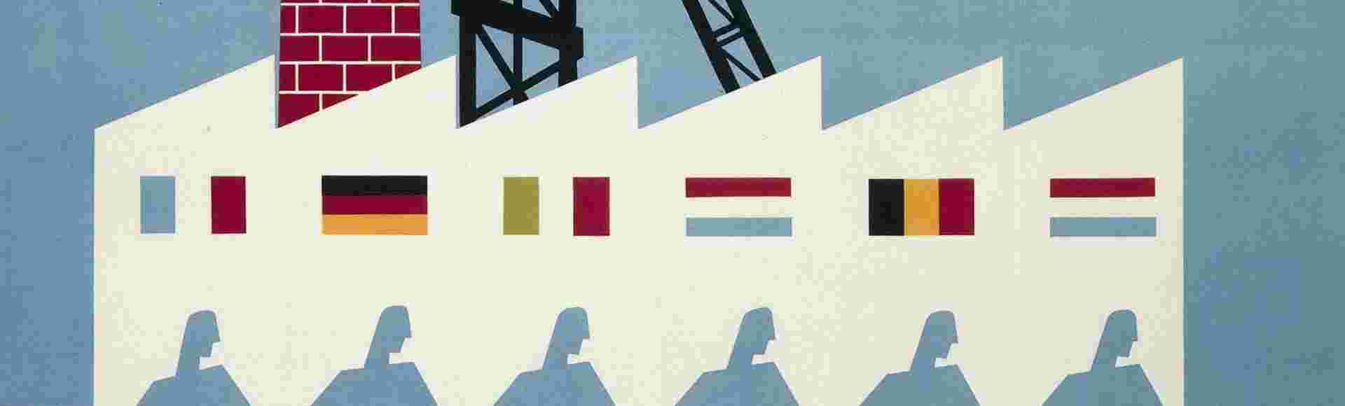 A poster celebrating the birth of the European Coal and Steel Community (ECSC).