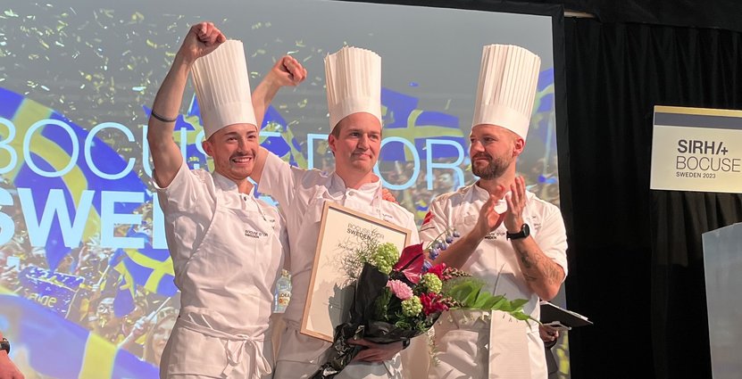 Vinnarteamet med Noel Moglia till vänster, Gustav Leonhardt i mitten och Sebastian Gibrand till höger. Foto: Linda Hällqvist