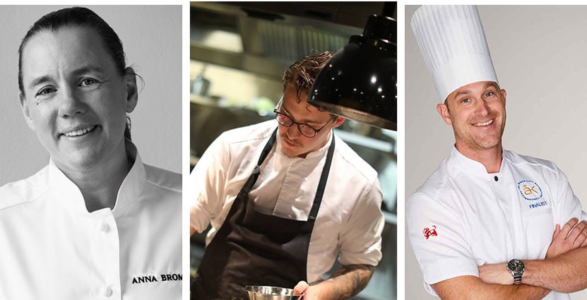 Anna Broms, Hugo Bolt-Hansen och Martin Moses är<br />
 tre av kockarna i Årets Kocks startfält. Foto: Pressbilder