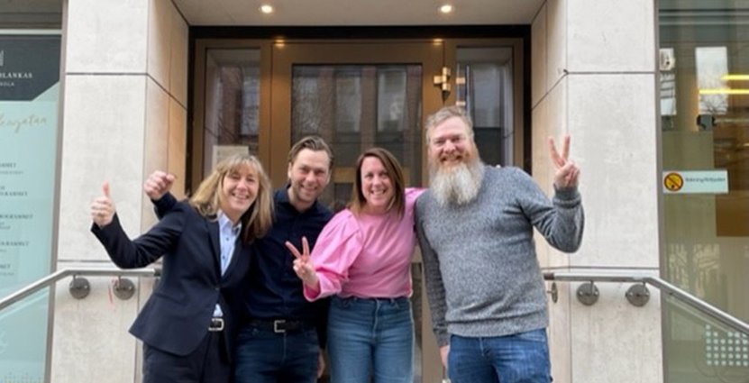 Från vänster:<br />
Annika Birkfeldt (Elite Hotels Helsingborg), Charlie Fält (Helsingborgs Arena), Maria Ekberg (Drottning Blanka) och Thomas Hansen (Scandic Hotel Nord, Helsingborg). 