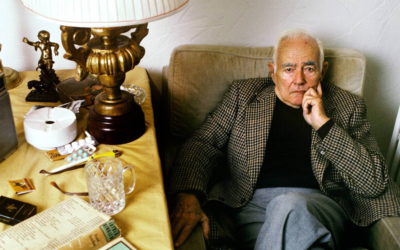 GRASSE;FRANCE - OCTOBER 18: American writer Frederic Prokosch (1908-1989) poses at home in Grasse,France on the 18th of October 1987.