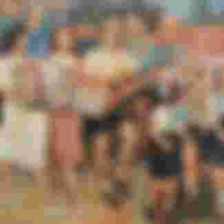 East German pioneers and musicians depicted in the porcelain frieze 'Building of the Republic' designed by German artist Max Lingner (1952–1953) on the building of the Council of Ministers of East Germany (former Reichsluftfahrtministerium), now the Detlev-Rohwedder-Haus in Berlin, Germany. Credit: Azoor Photo / Alamy Stock Photo.